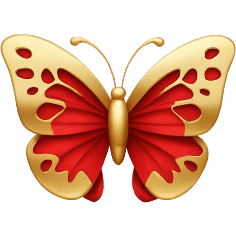 Red bow with gold butterfly  emoji