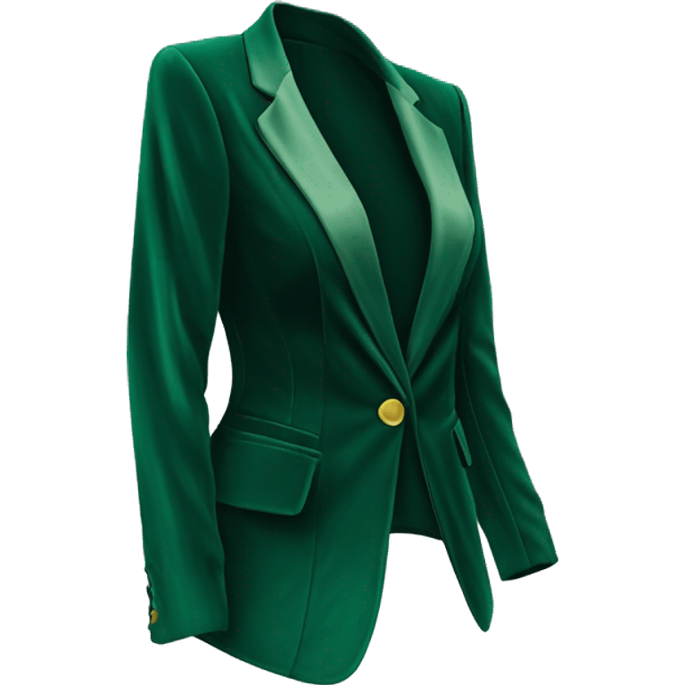 Realistic isolated side view of an open emerald green velvet feminine fashion blazer jacket. emoji