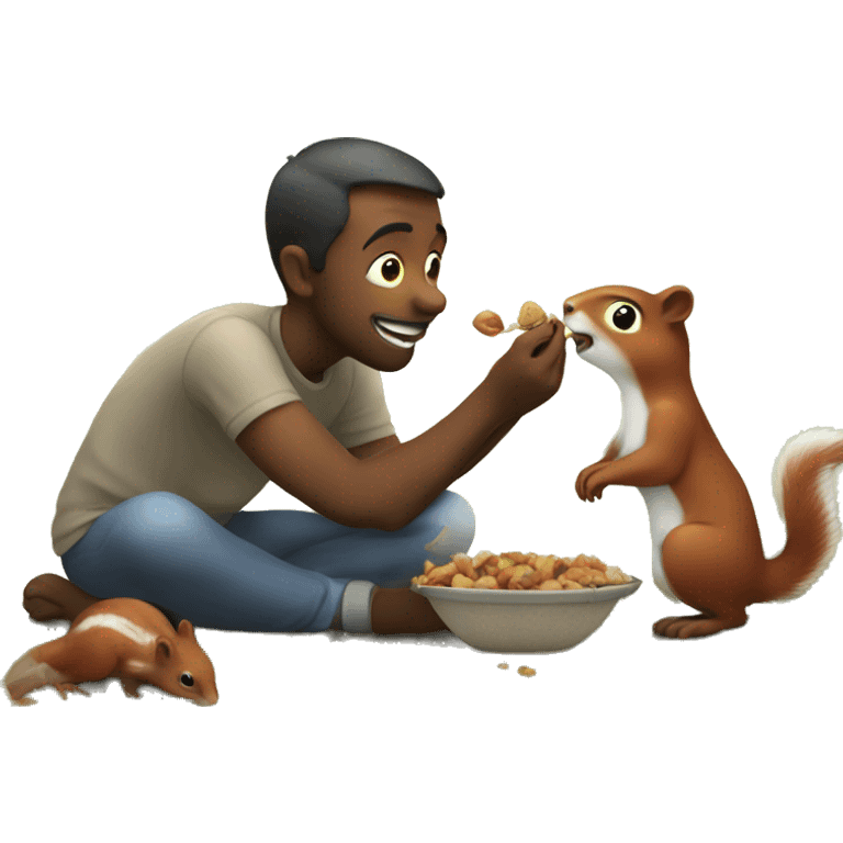 human feeding squirrels  emoji