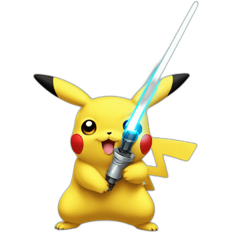 Pikachu with laser sabre emoji