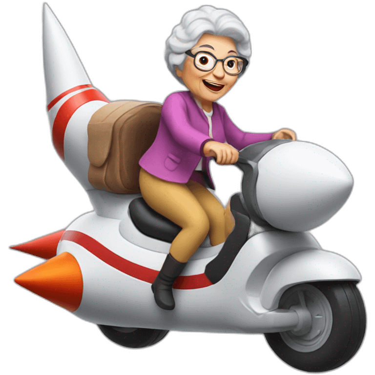 Grandma riding on a rocket emoji