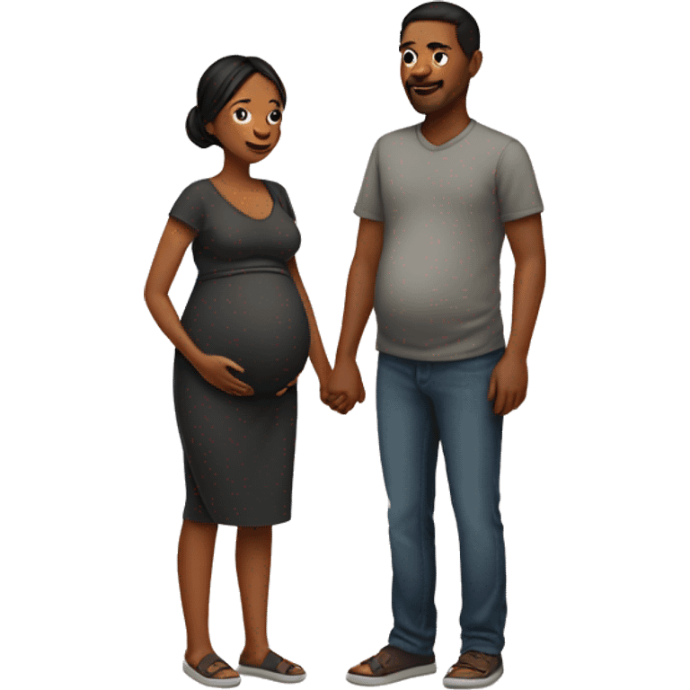 A pregnant woman with her husband  emoji