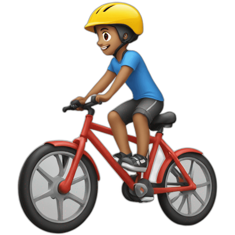 Kid on bike with wearing helmet and shoes emoji