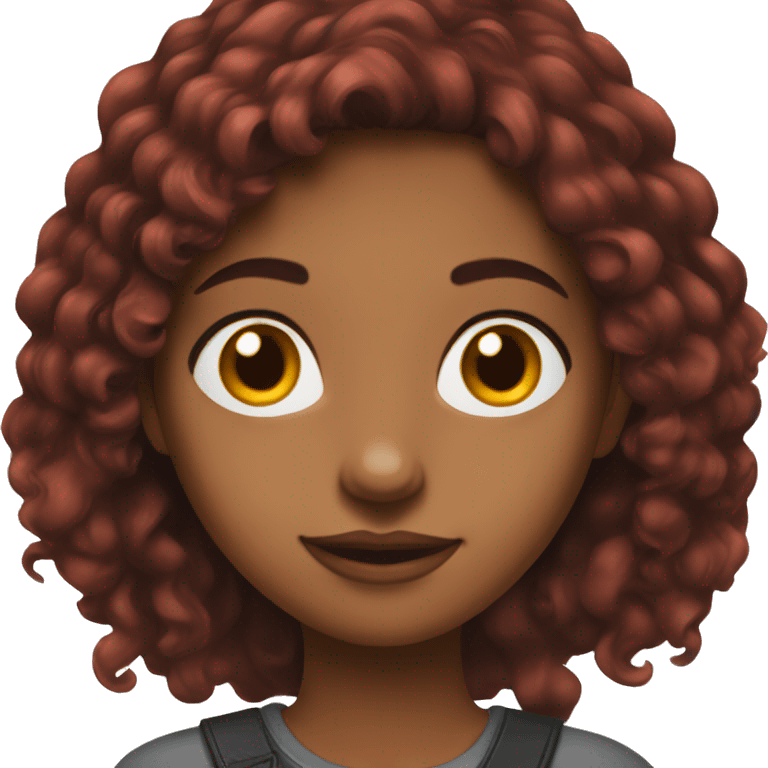 Brown girl with long half black half redhair red portrait emoji