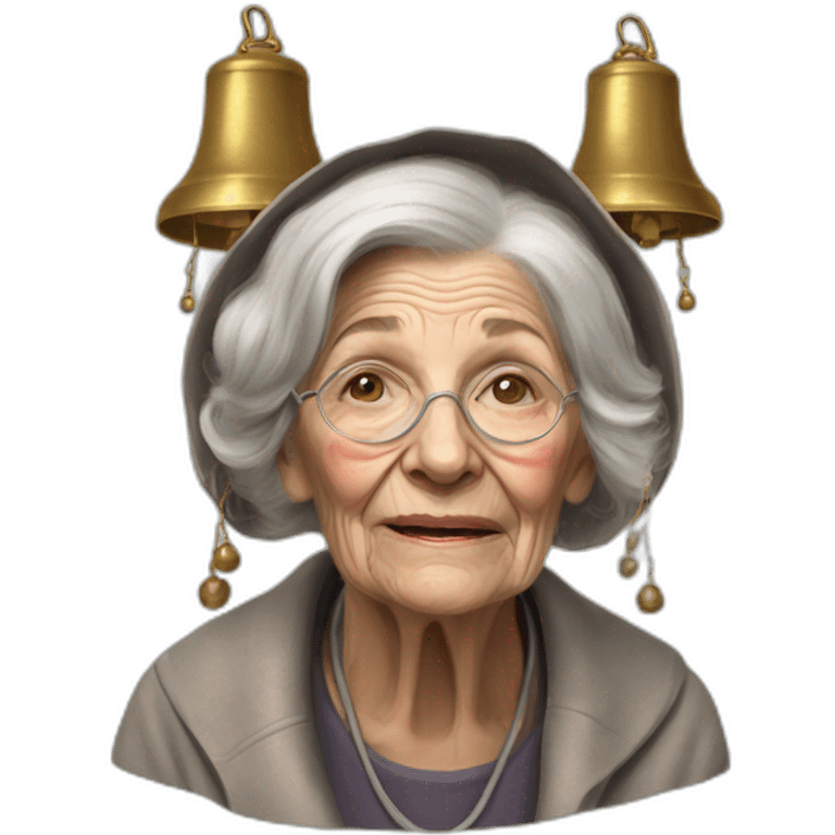 Hyperrealist Old woman with a church bells emoji