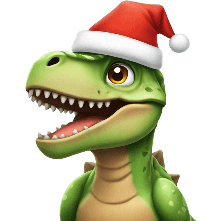 dinosaur in a santa hat emoji