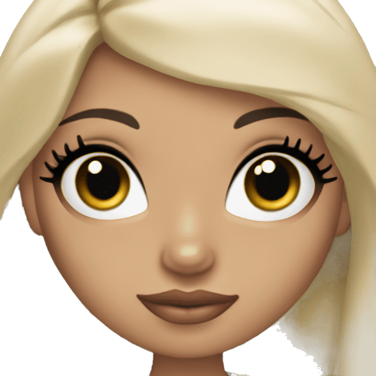 Bratz, bride, black hair, olive skin, hazel almond cat eyes emoji