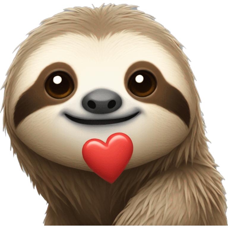 sloth showing a heart emoji