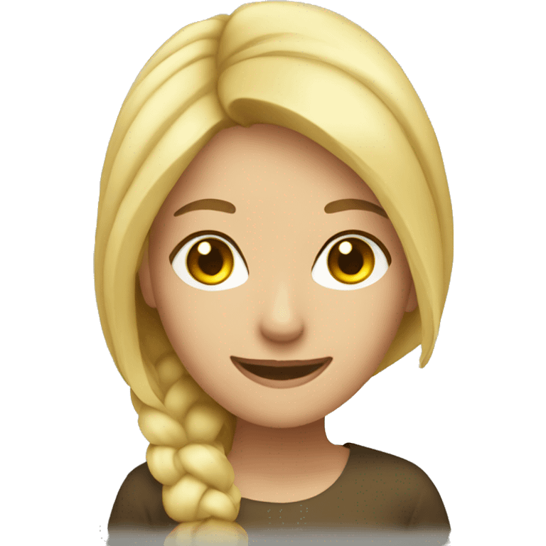 blonde female happily studying emoji