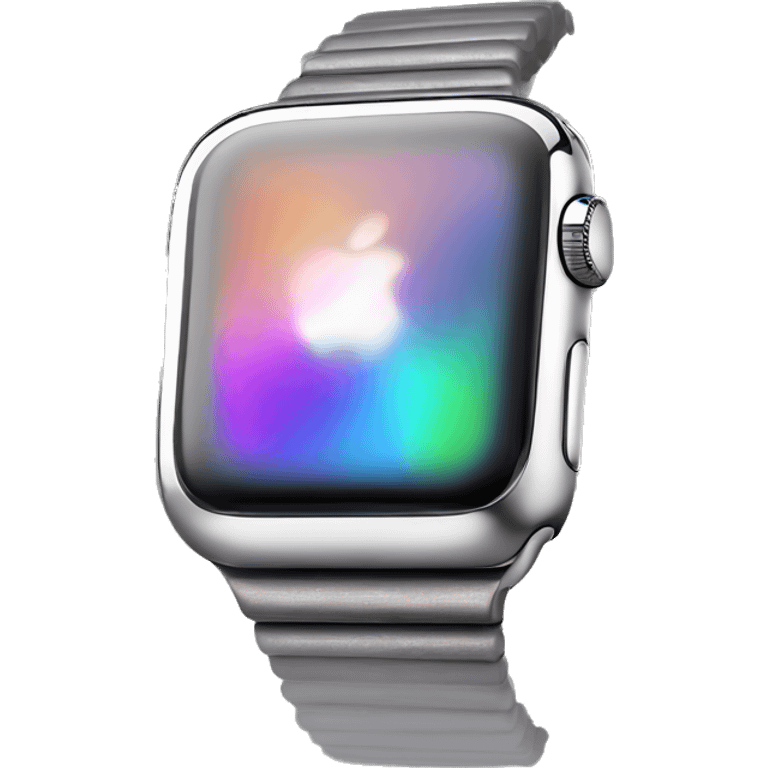 Realistic isolated metallic iridescent apple watch . emoji