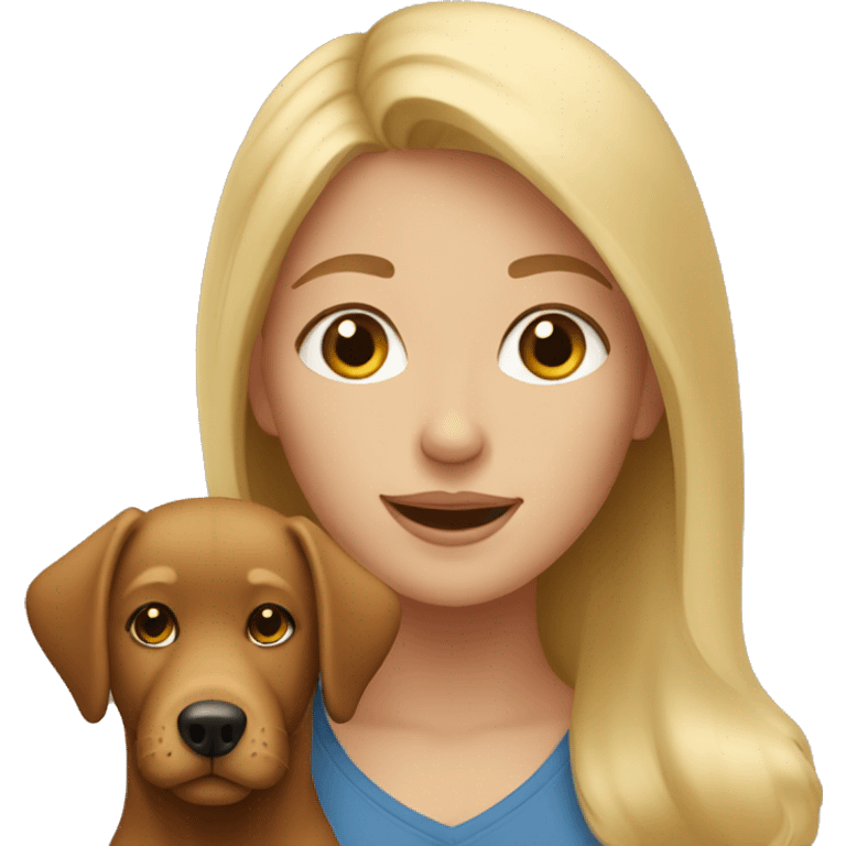 Blonde girl with brown dog  emoji