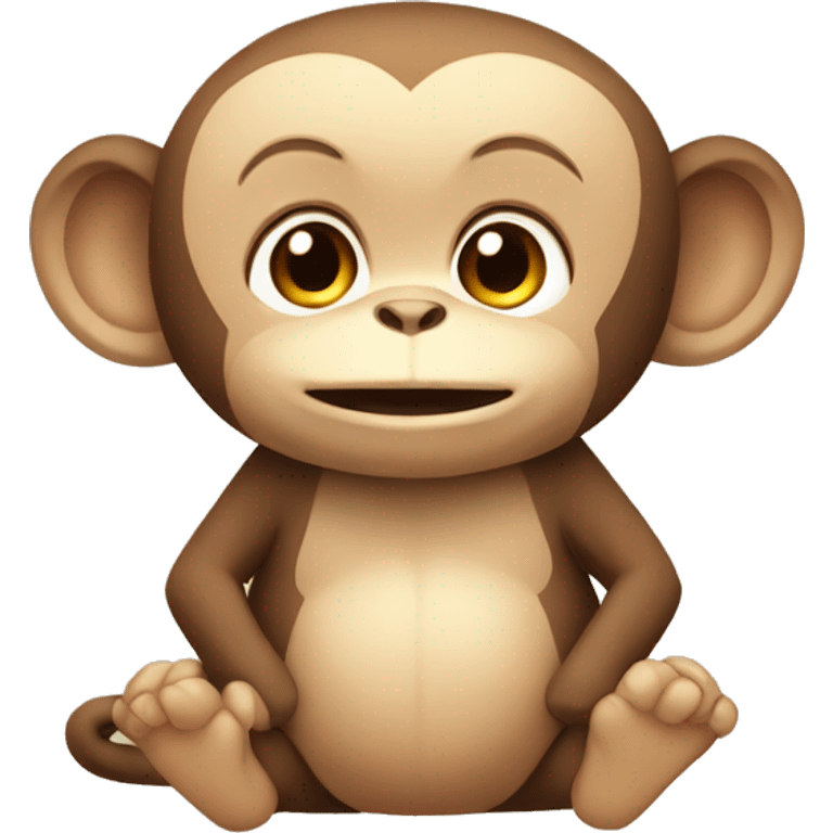 sitting cute beige brown monkey emoji