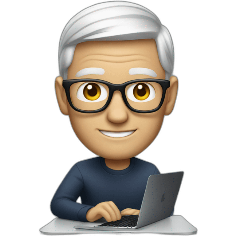 tim cook with a macbook pro emoji