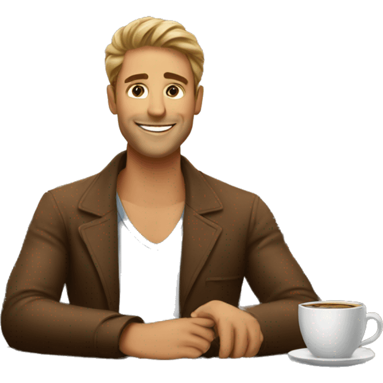 man sitting in caffe bar emoji