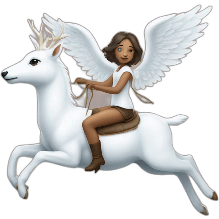 Twin angel riding a white deer emoji