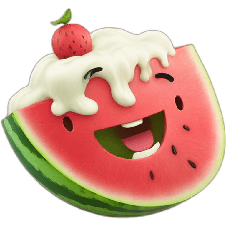 Happy Watermelon filled with wipped cream emoji