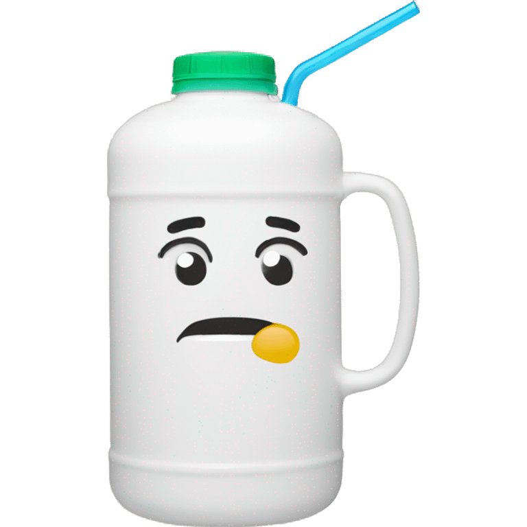 white 40 oz water container with handle and straw emoji