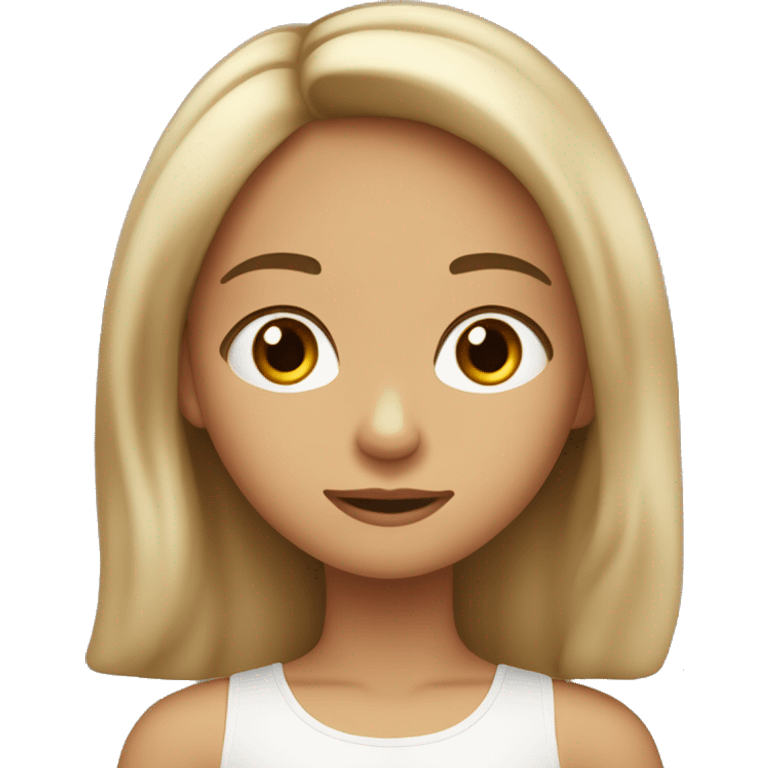 niña 20 años pelo largo castaño claro con cara muy dulce ojos oscuros tono de piel claro  emoji