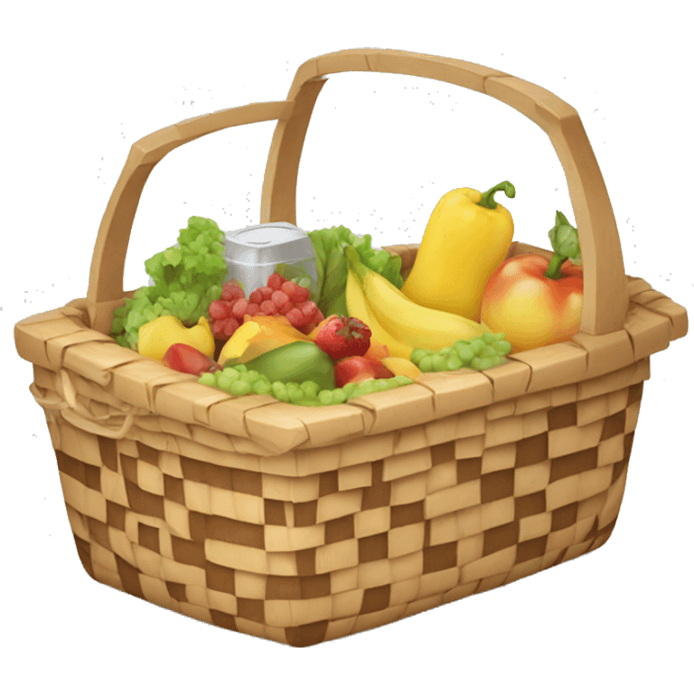 Picnic basket full of groceries emoji