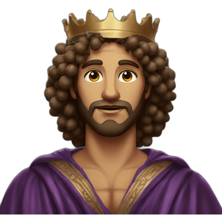 man with greek robe long curly hair and a crown of grapes emoji