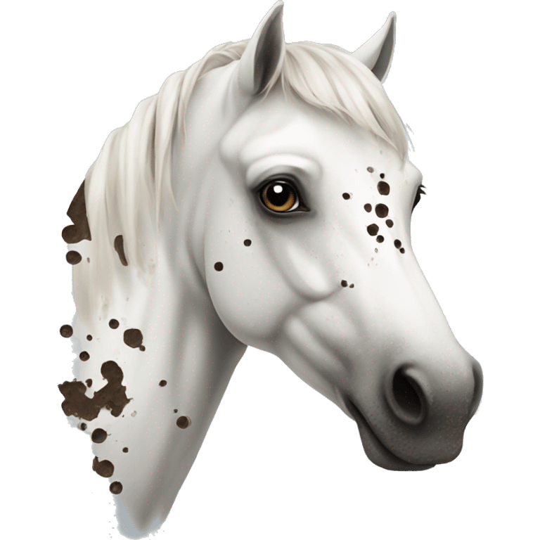 white horse with mud spots emoji