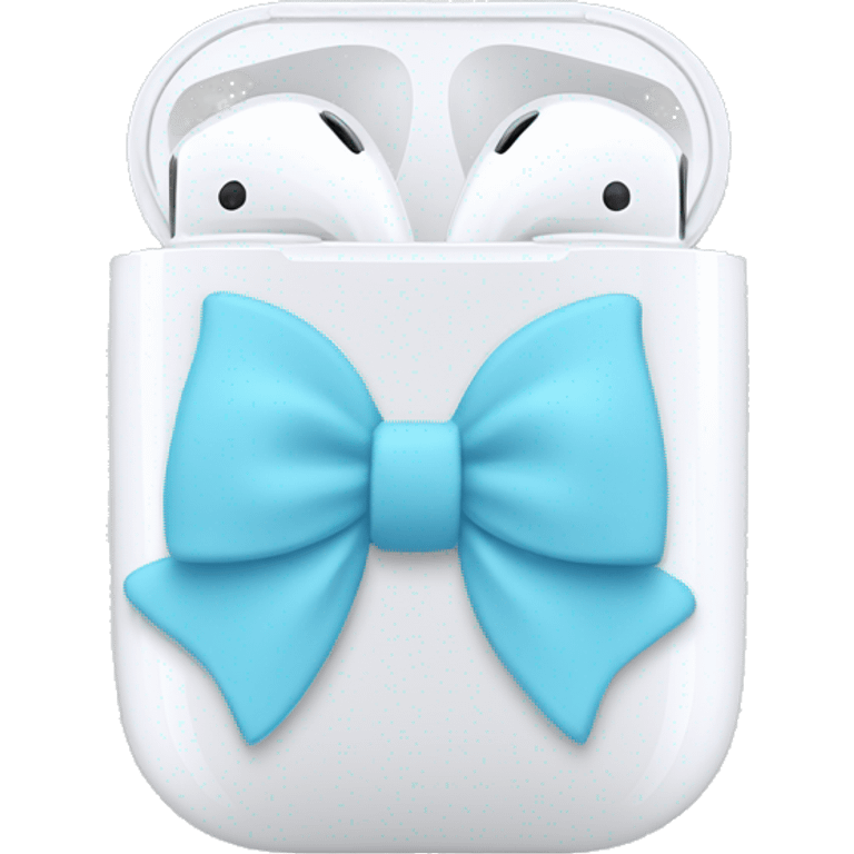 white airpod maxs with light blue bow emoji