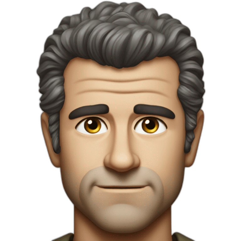 Young Mel Gibson portrait without smile emoji