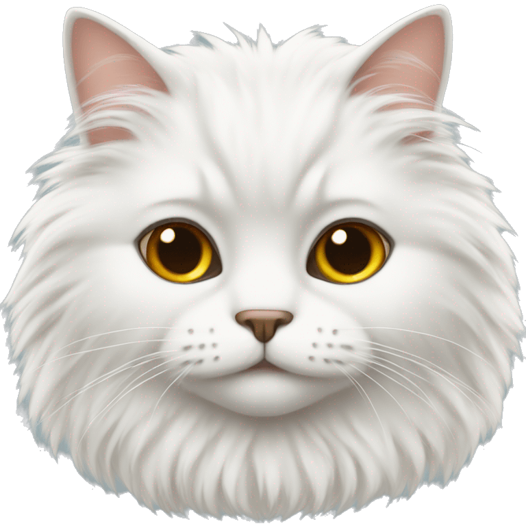 white fluffy cat with brown eyes emoji