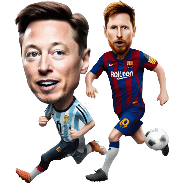 elon musk running behind messi emoji