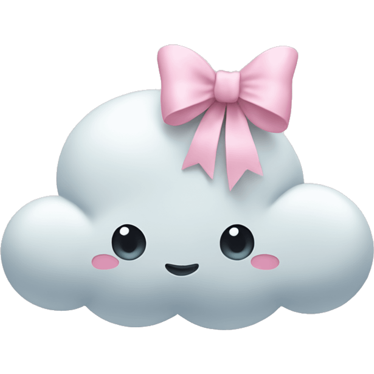 Cloud with a light pink bow on it emoji