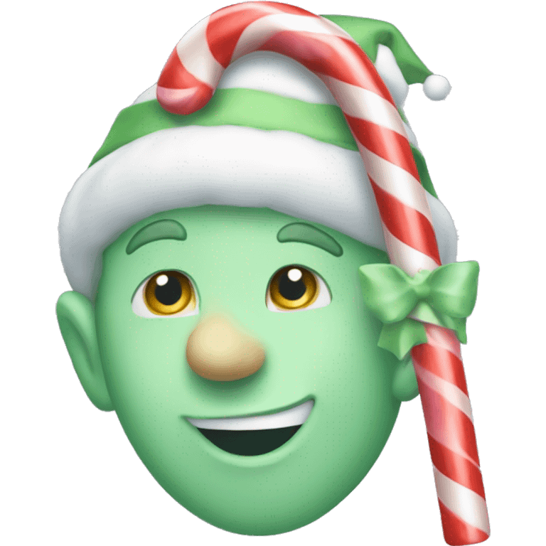 Pastel Christmas elf candy cane emoji