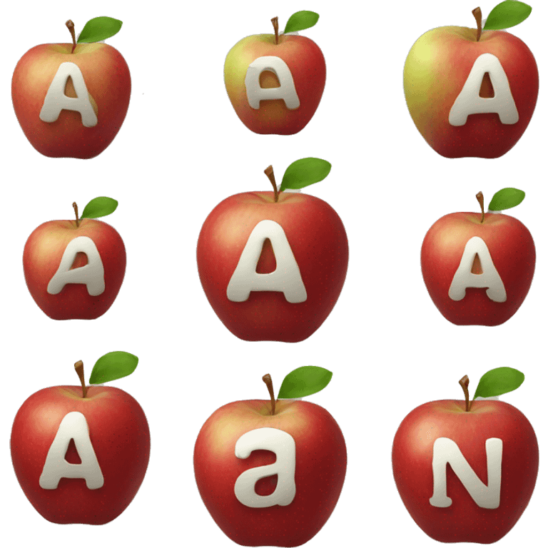 The Letter A on an apple emoji