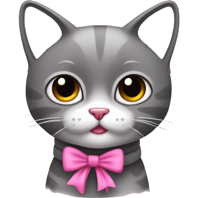 Gato con lazo rosa emoji