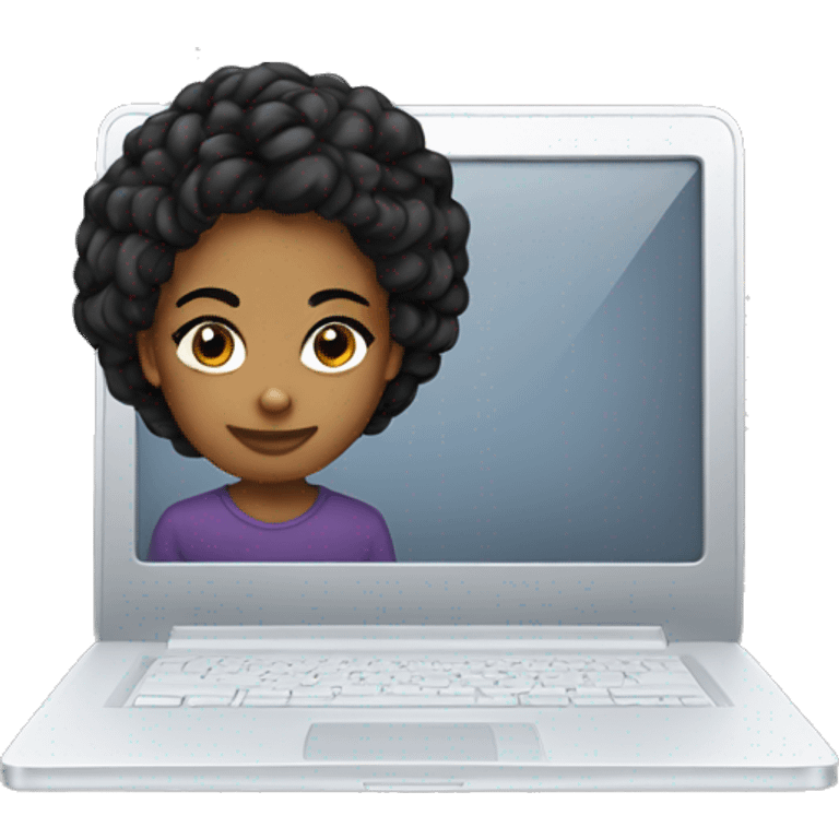 chica joven blanca de cabello negrocon una laptop emoji