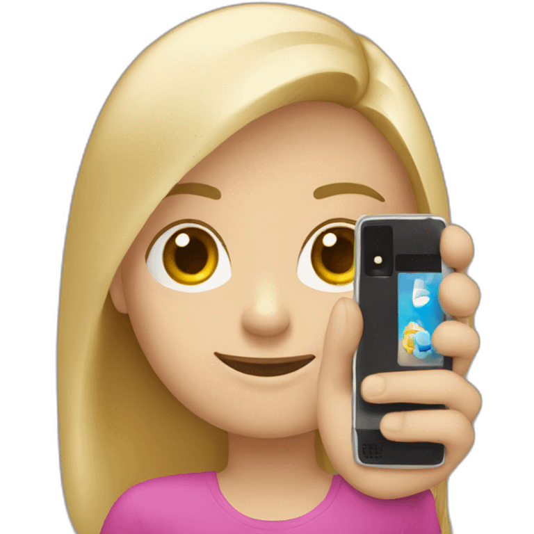 Rubia con celular motorola con numero en la mano emoji