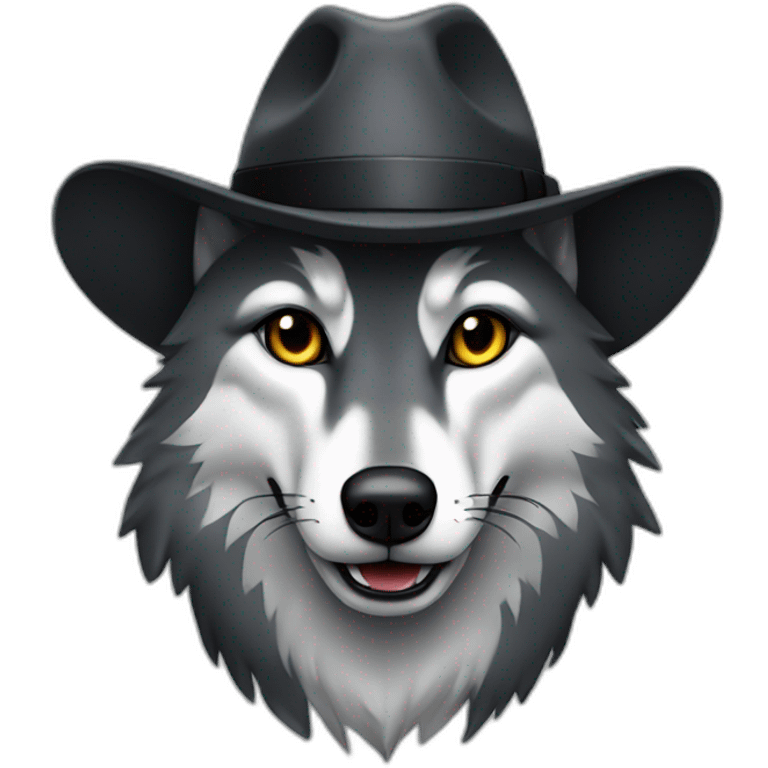 Grey wolf with a black fedora emoji