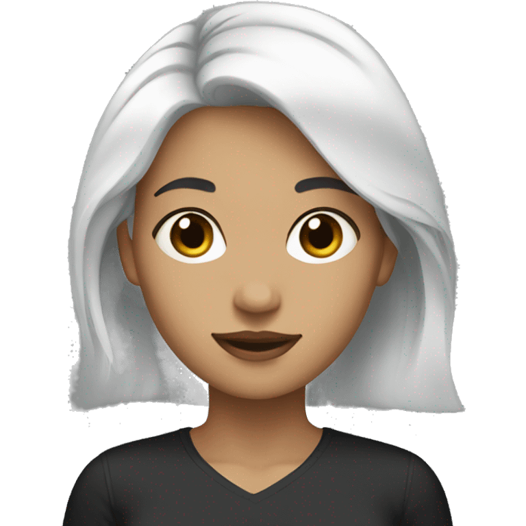 White young woman black hair emoji