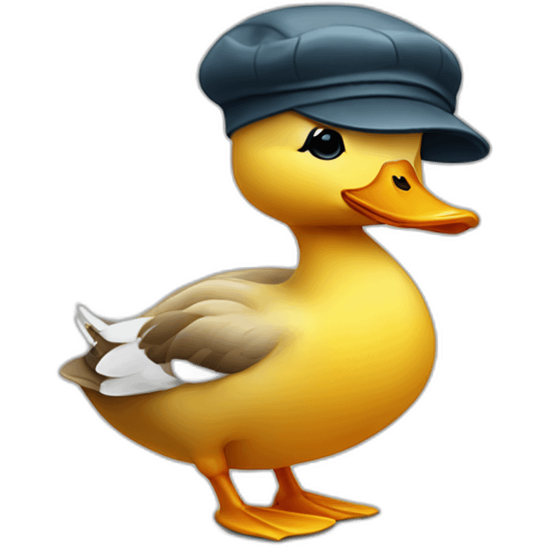 cute duck wearing a flat cap emoji