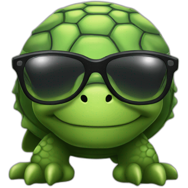 Sexy Turtle with glasses and long black curly hair emoji