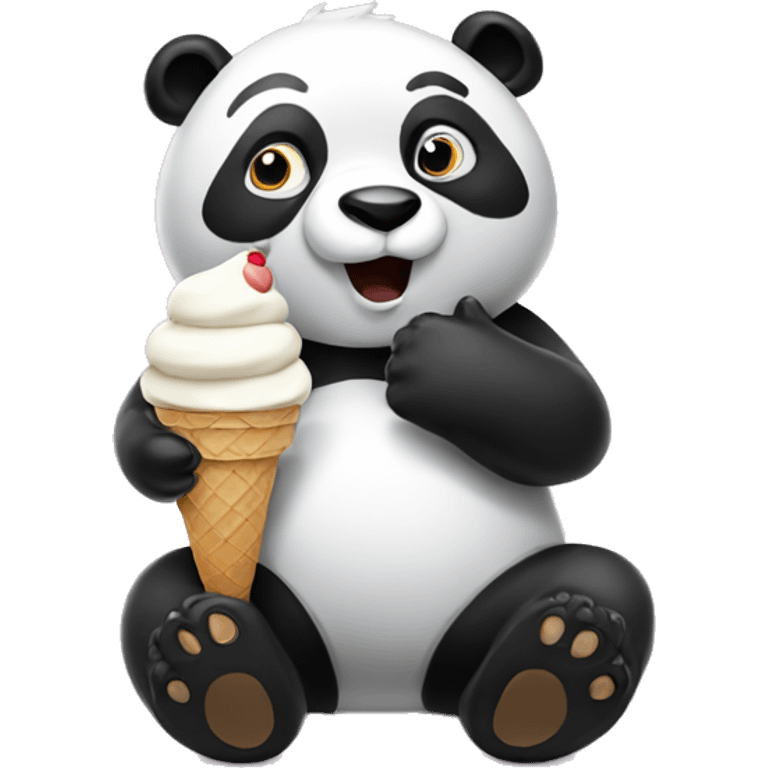 Panda eating ice cream emoji