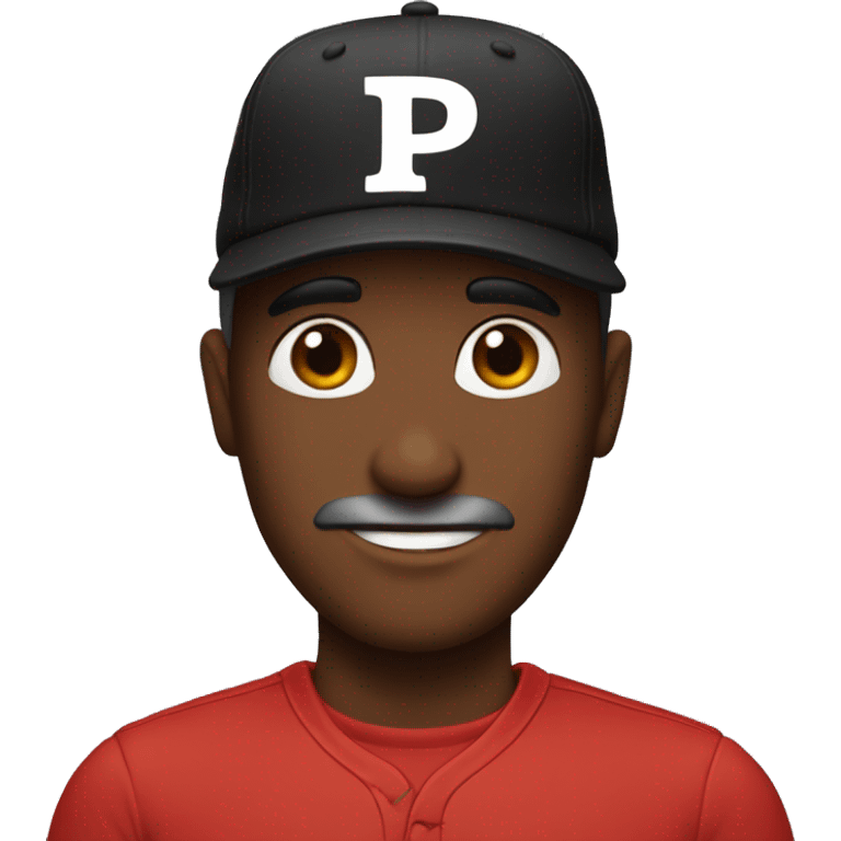 A red skin man with a black cap with 'P' on it emoji