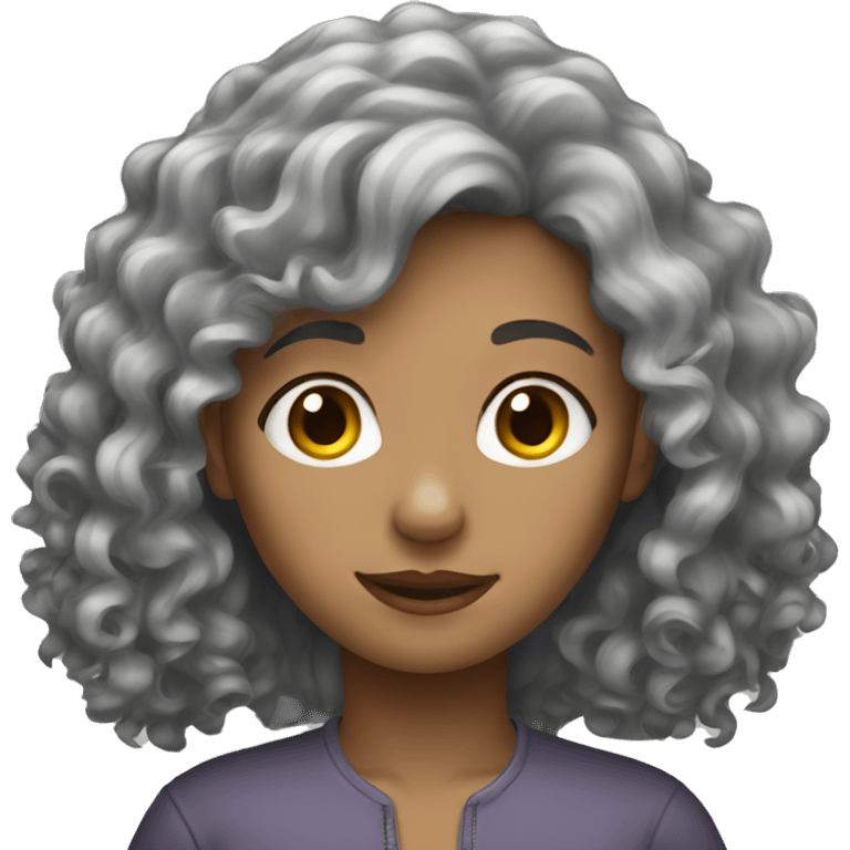 Female long gray curly hair emoji