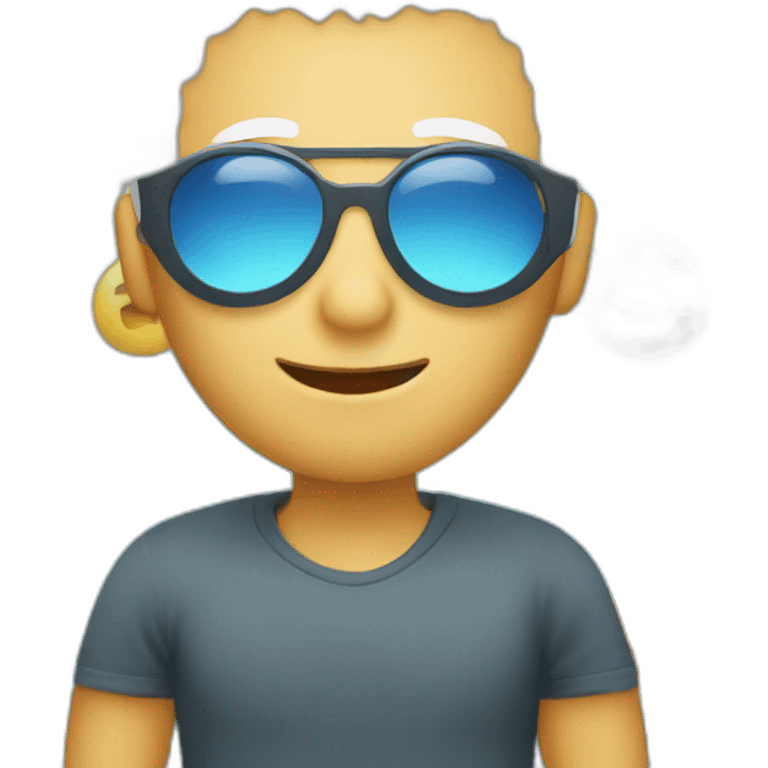 person with spiky white hair,light blue eyes, and round sunglasses emoji