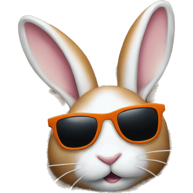 sunglasses rabbit lays on beach emoji