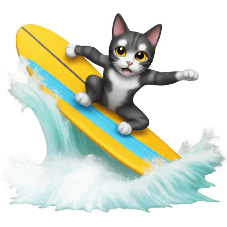 Cat surfing emoji