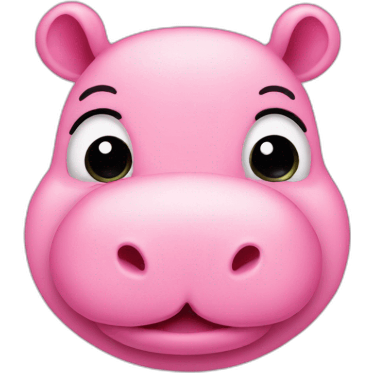 cute pink hippo winking with one eye closed emoji