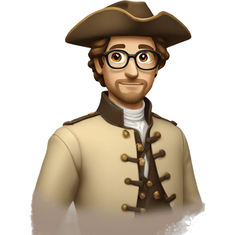 Musketeer man beige jacket short brown hair garden round glasses emoji