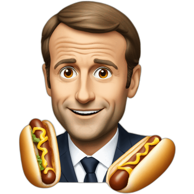 emmanuel macron with a hot dog emoji