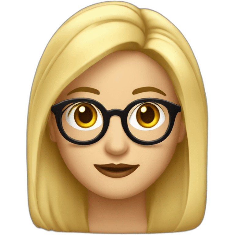 Maestra pelo rubio media melena gafas redondas doradas emoji