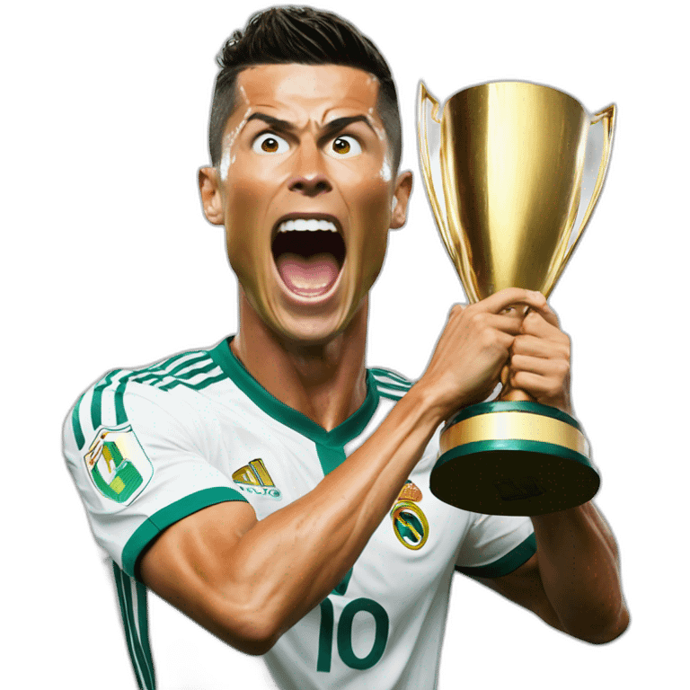 cristiano ronaldo, screaming, trophy emoji